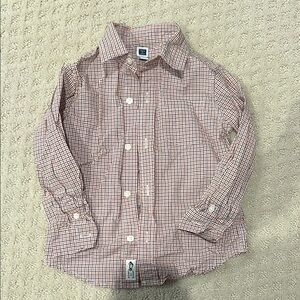Janie and Jack orange, blue and White Button Down Shirt Classic Gingham